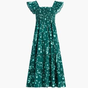 Ellie Nap Dress in Emerald Botanical Size S 💚💐 Hill House Home